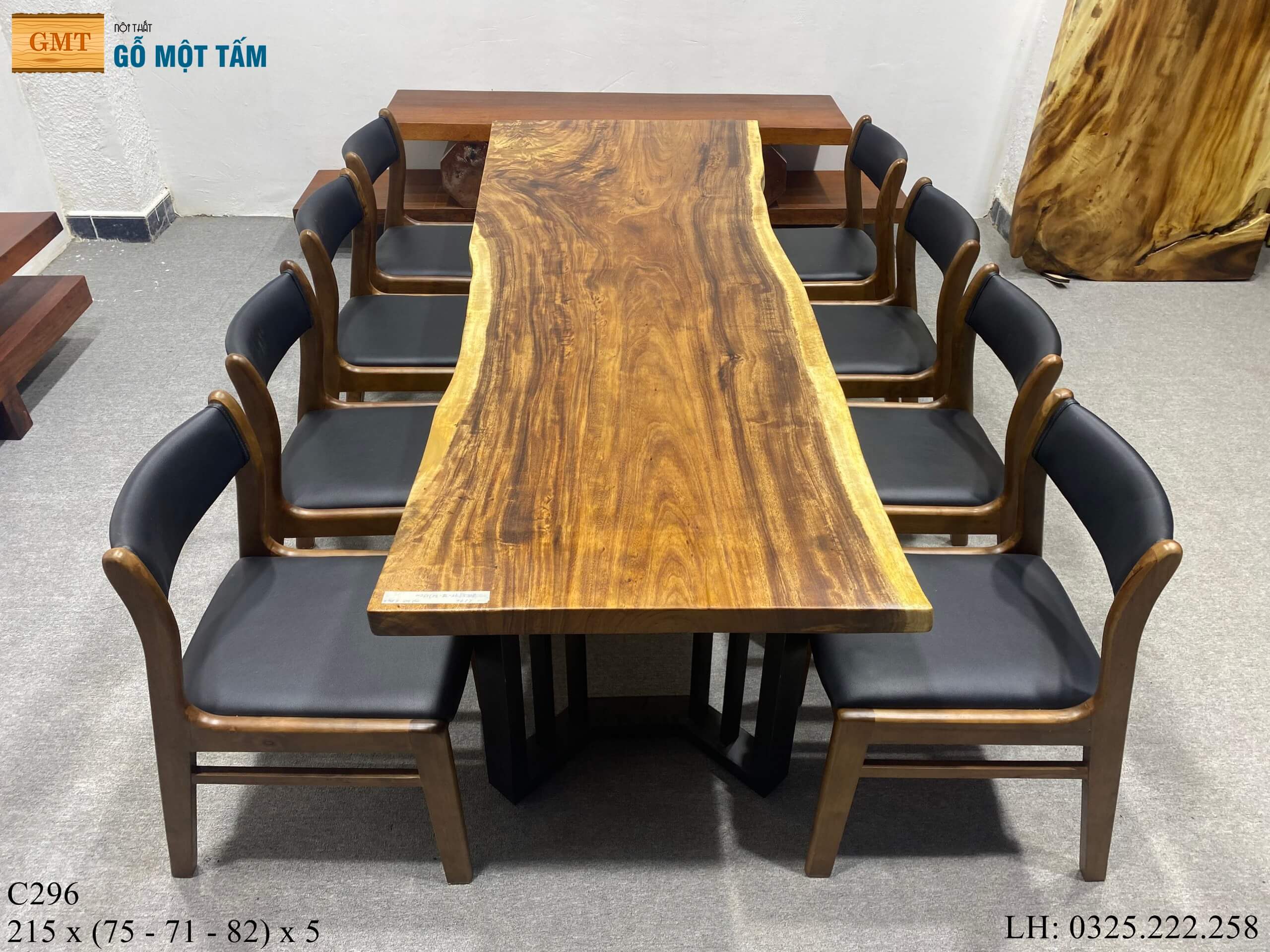 Bàn Sân Vườn Gỗ Me Tây, Bàn Làm Việc Gỗ Me Tây, Bàn Gỗ Me Tây Nguyên Tấm Dài 2,15m Rộng 82cm Dày 5cm