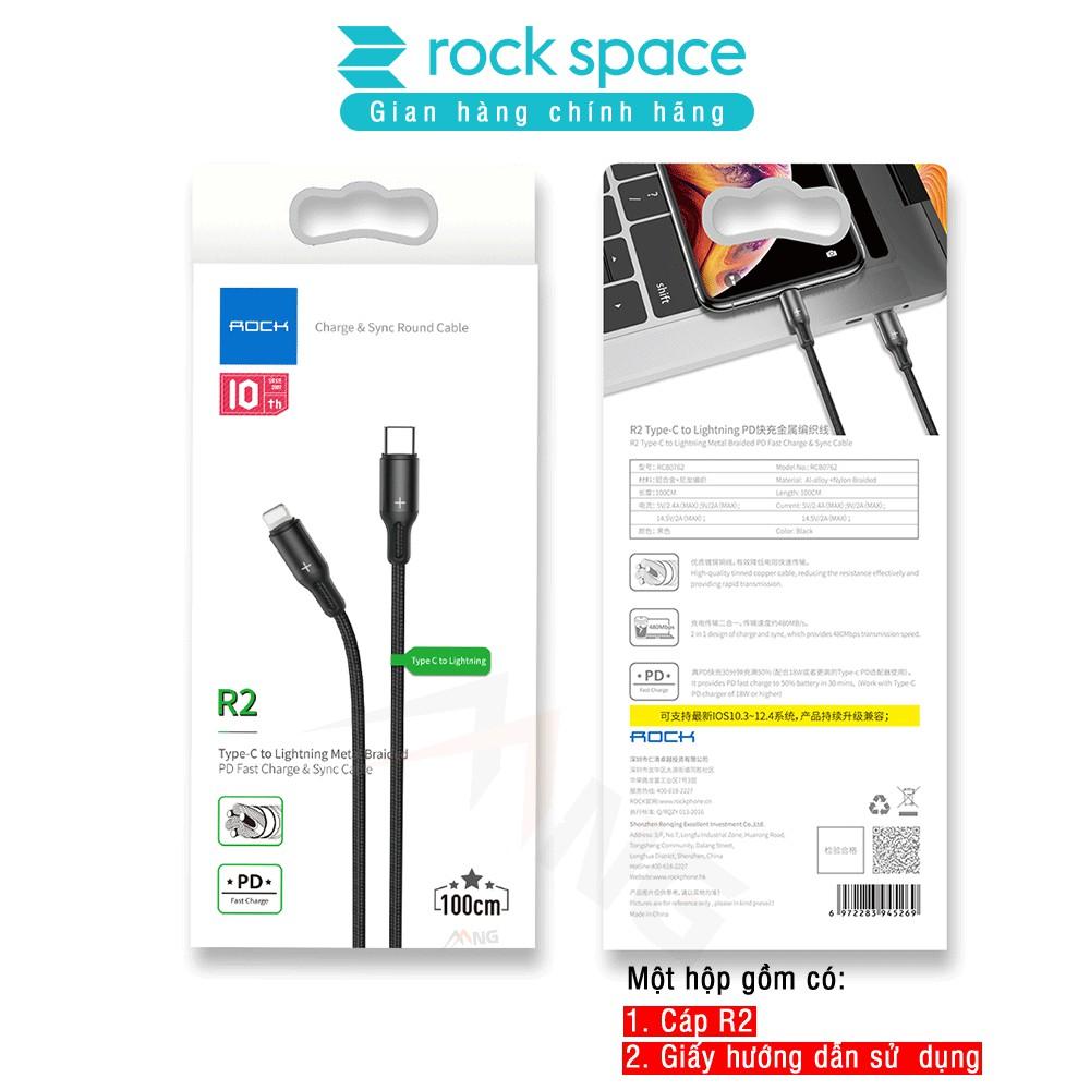 Dây Sạc Rockspace R2 dành cho Iphone sạc nhanh PD 18W ,dây dù - Hàng chính hãng