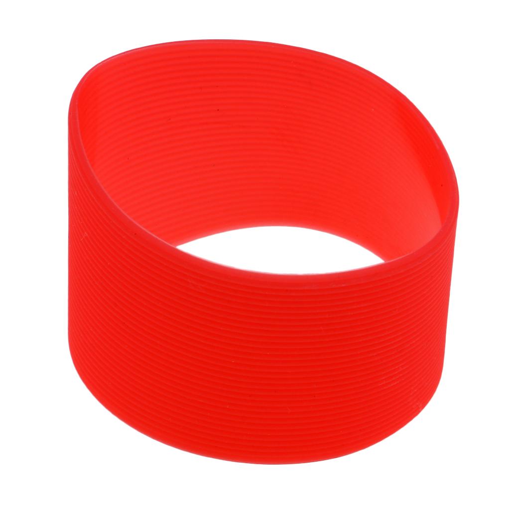2xOutdoor Silicone Round Non-slip Water Bottle Mug Cup Sleeve Cover red
