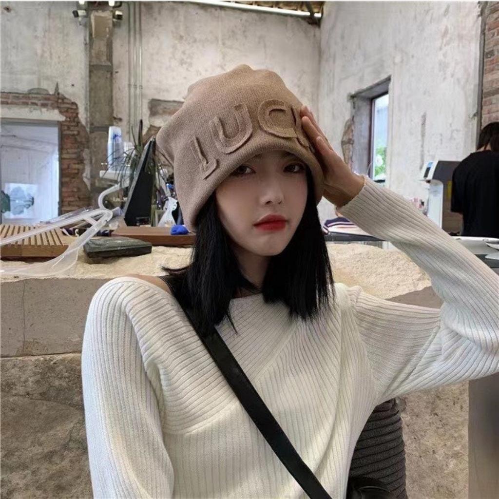 Mũ len nữ thời trang , nón len beanie thêu chữ LUCK hàng loại 1