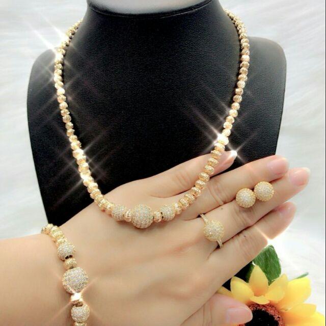 Bộ trang sức 4 món kiểu bi cách điệu mạ vàng 18k