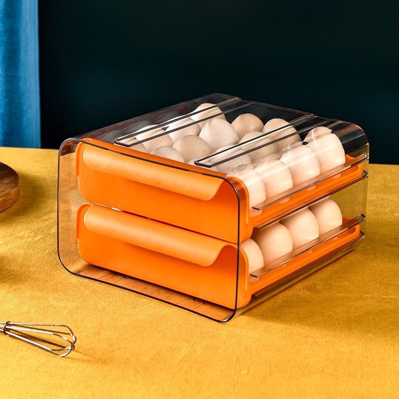 Hộp Đựng Trứng Trong Suốt 2 Tầng Để Tủ Lạnh 32 Lỗ Thiết Kế Thông minh tiện dụng