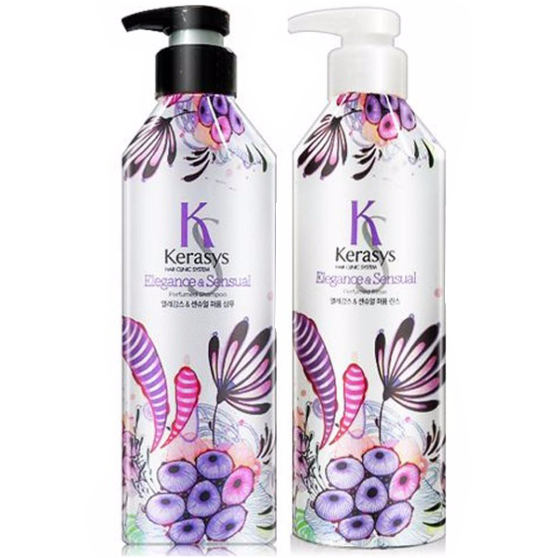 Dầu xả nước hoa Kerasys Elegence &amp; Sensual hương violet và xạ hương Hàn Quốc 600ml tặng kèm móc khoá