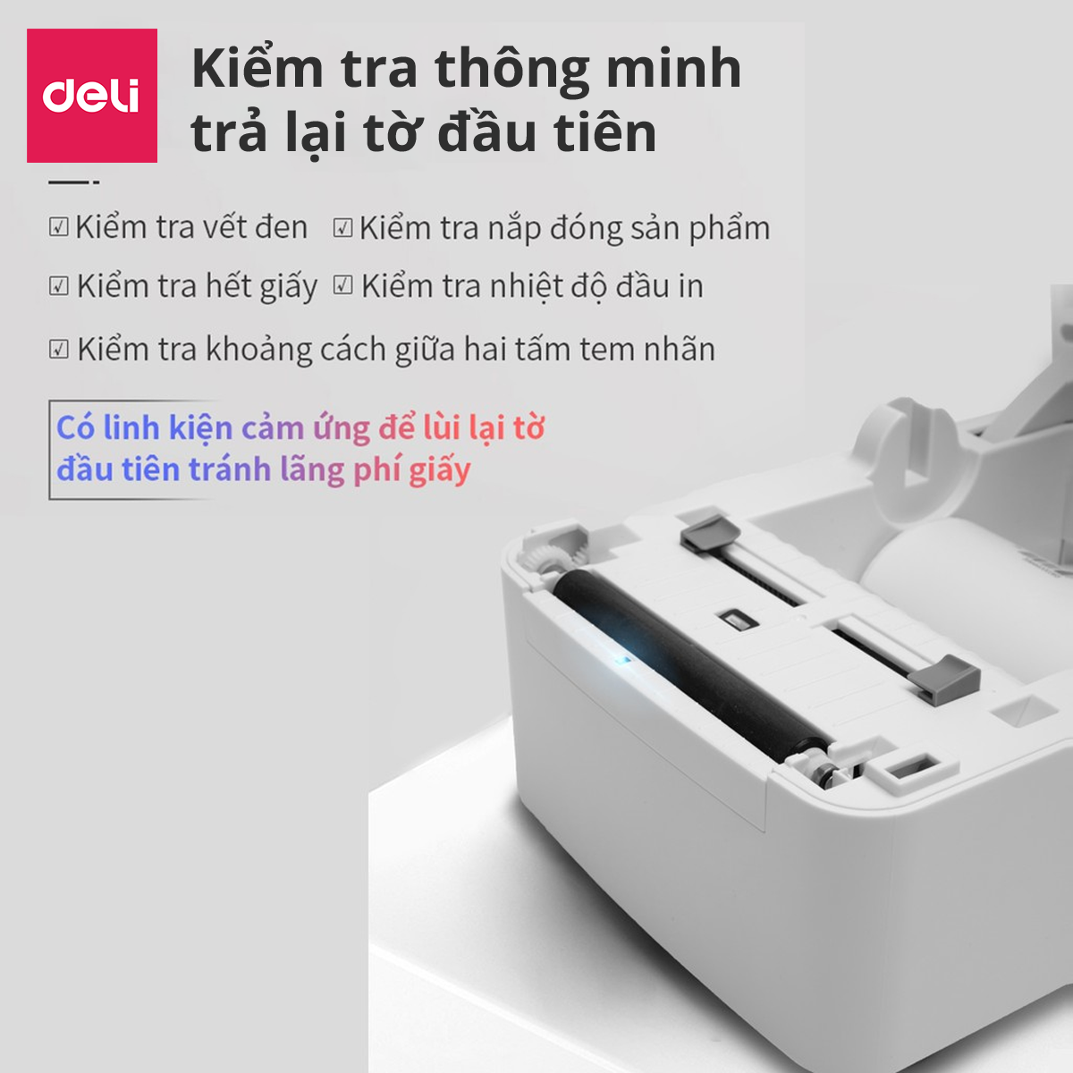 Máy In Nhiệt Cao Cấp Deli - In Đơn Hàng, Tem Mã Vạch, Hóa Đơn, Bill TMĐT - Phù Hợp Nhà Hàng, Kinh Doanh Online - Không cần mực in xong có thể dán hóa đơn ngay - Kết Nối USB, Bluetooth - Hàng Chính Hãng - DL-720C