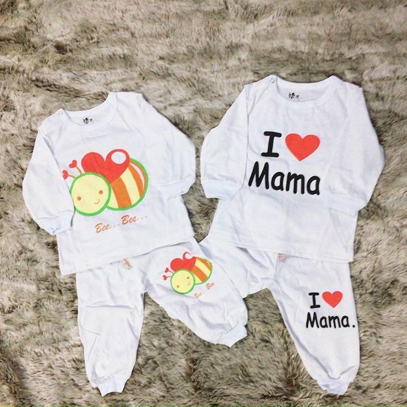 Combo 2 bộ đồ dài trắng bosbibi in hình thú Bo014 cho bé