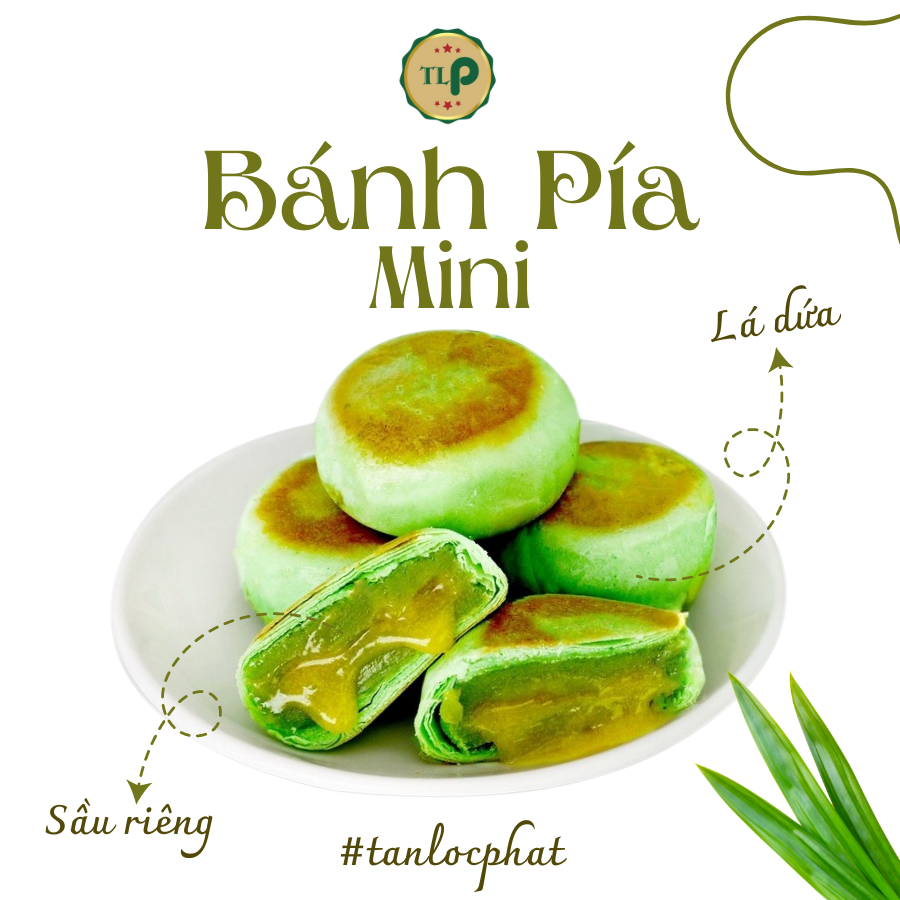 Bánh Pía Mini TLP | Vị Lá Dứa Sầu Riêng | Túi 100g 5 Bánh | Đặc Sản Sóc Trăng