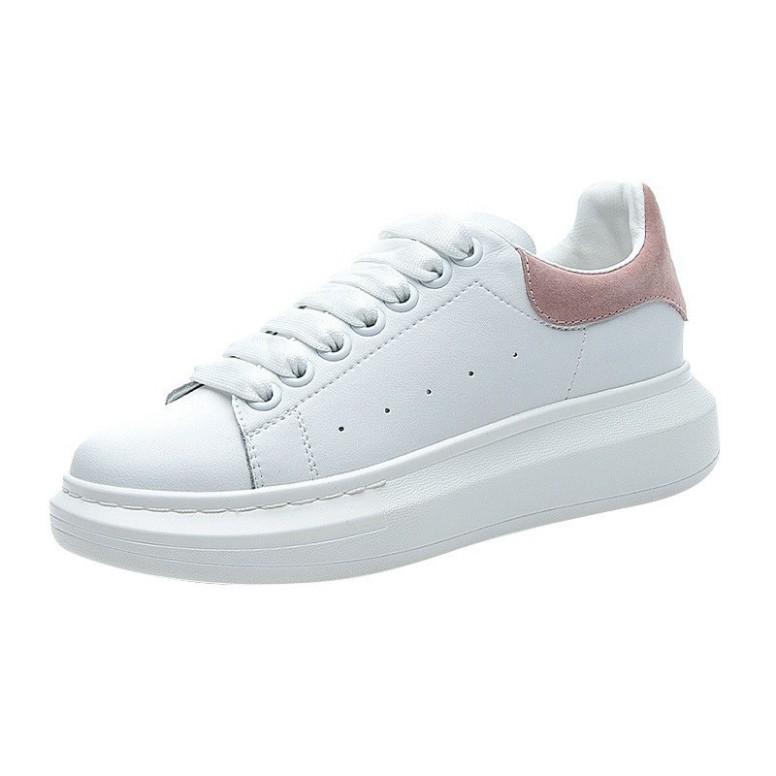 Giày Sneakers Nữ, Giày Thể Thao Nữ Giày Thể Thao McQueen Cao 3Cm Màu Trắng Phối- Hồng Hottrend Cá Tính Năng Độn