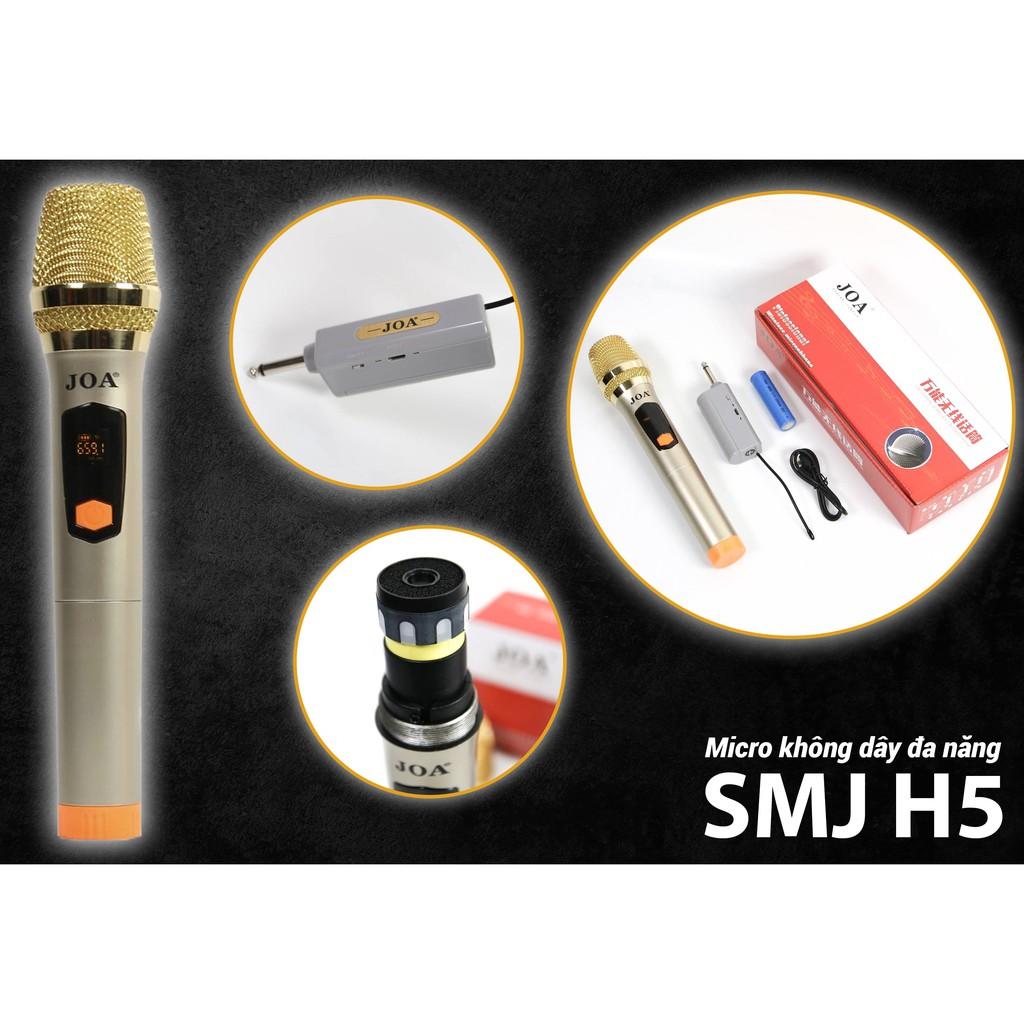 Micro đa năng không dây karaoke JOA SMJ H5 phù hợp mọi loa kéo Màn hình LCD hiển thị tần số mic nhẹ hút âm tốt bh 12 th