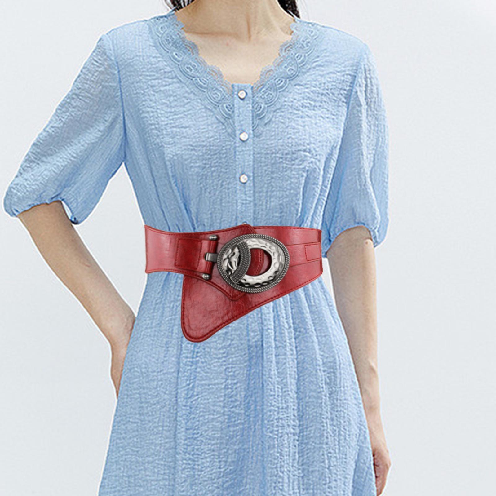 Women Waist Belt Wide PU Leather Elastic Cummerbunds for Wedding Skirt Girls