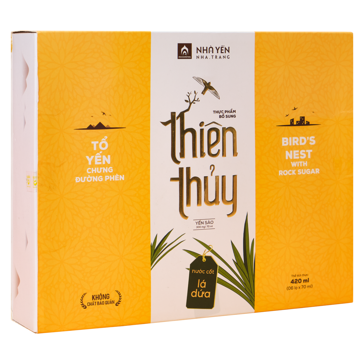 COMBO 4 hộp Tổ yến chưng đường phèn Thiên Thủy - Vị lá dứa - Nhà Yến Nha Trang - Hộp 6 lọ - Tổ yến chưng sẵn - Nước yến chưng sẵn - Yến sào Nha Trang