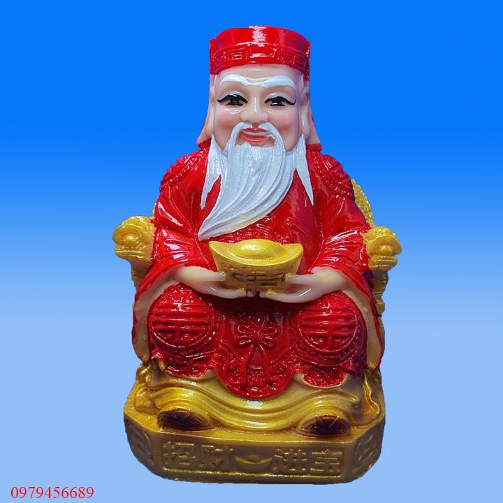 Tượng Thần Tài Thổ Địa nhựa màu đỏ cao 19.5