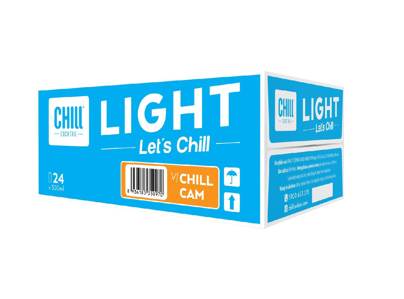 Thùng 24 lon Chill Cocktail Light vị Cam 330ml/lon