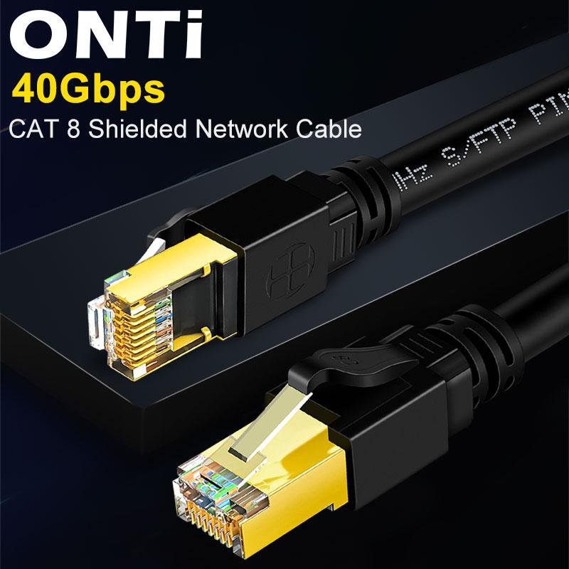 ONTI CAT8 Cáp Ethernet 40Gbps 2000MHz S/FTP CAT 8 RJ45 Mạng LAN Dây vá cho bộ định tuyến PC PS4 TV máy tính xách tay RJ45