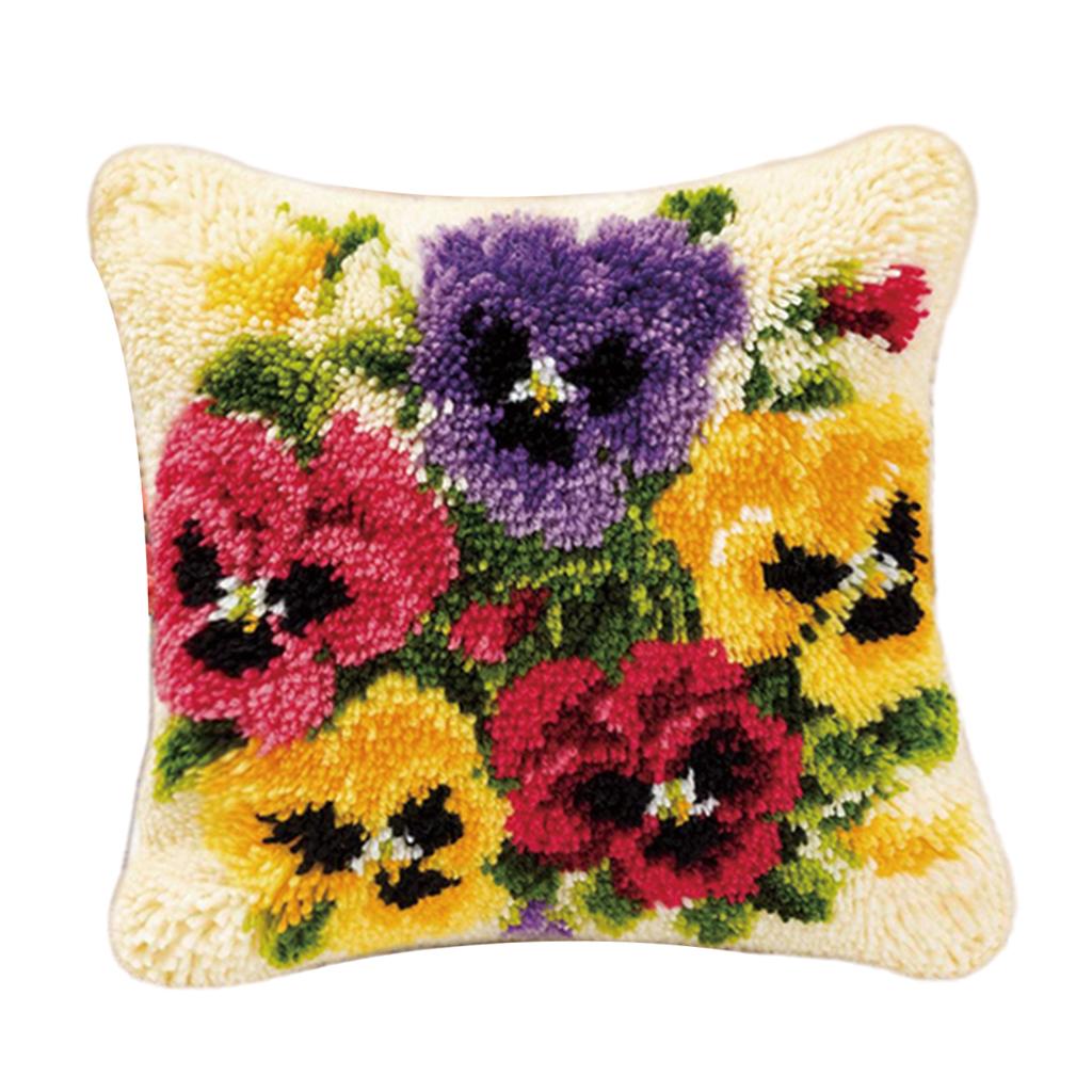 2pcs Latch Hook Rug Kits Making Embroidery Pillowcase Kit For Kids Beginners