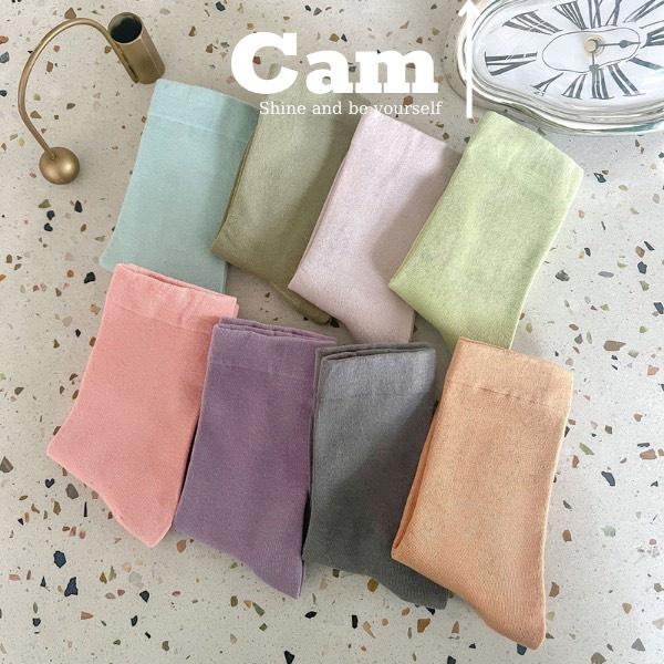 Tất Cao Cổ Nam Nữ Vớ Cao Cổ Nữ Nam Màu Pastel Vintage Chất Cotton Mịn CamCamVintage Tất Vớ Cổ Cao Nữ Vớ Cao Cổ Cao Cấp