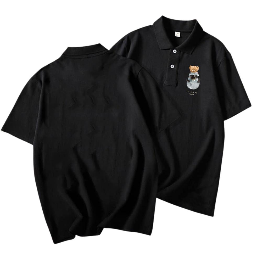 Áo polo nam , cổ dệt bo len , hình in sắc nét ,áo thun nam có cổ tay ngắn thanh lịch POLO Teedy Space- Soha Clothing
