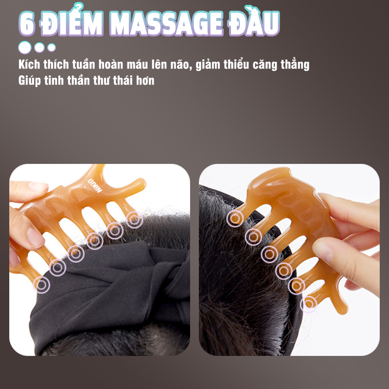 Lược massage kinh tuyến, massage da đầu Nikio NK-03C2 - Chăm sóc thư giãn đầu óc, Massage các huyệt bị trên mặt