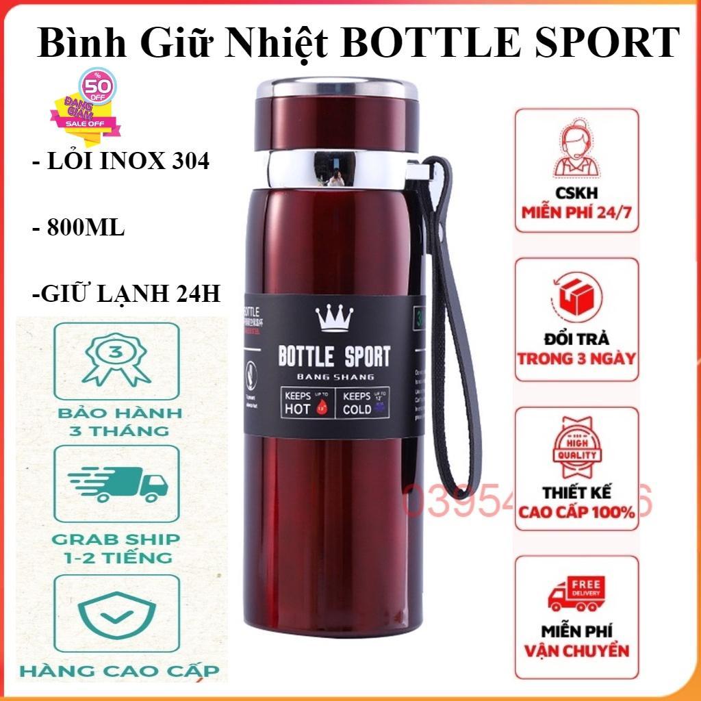 Bình nước giữ nhiệt BOTTLE SPORT lõi Inox 304 cao cấp dung tích 800ml giữ đá 12 tiếng