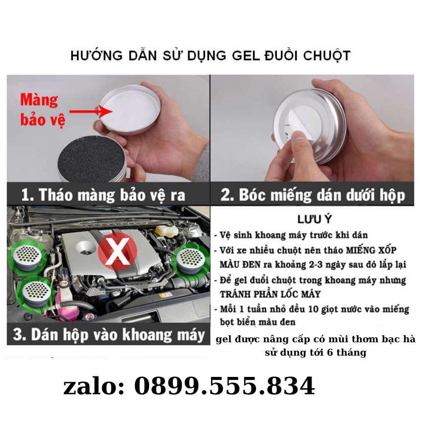 Gel Xua đuổi chuột Ô Tô cao cấp Hương Tự Nhiên mùi bạc hà dễ chịu, an toàn, Gel gắn khoang máy ô tô, chống chuột,đuổi chuột ô tô, sử dụng được cả cho tủ bếp, góc nhà