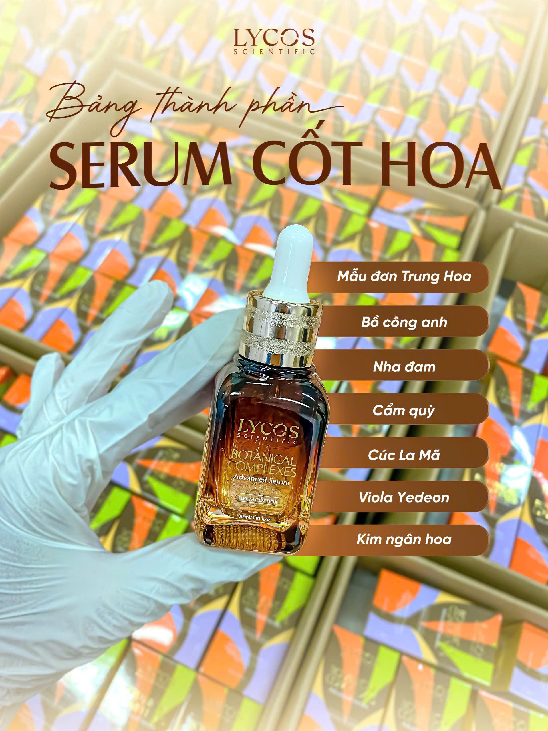 Tinh Chất Serum Cốt Hoa Lycos Serum Dưỡng Sáng Da 30 ml : dưỡng ẩm, sáng da, ngừa lão hóa, làm dịu da kích ứng