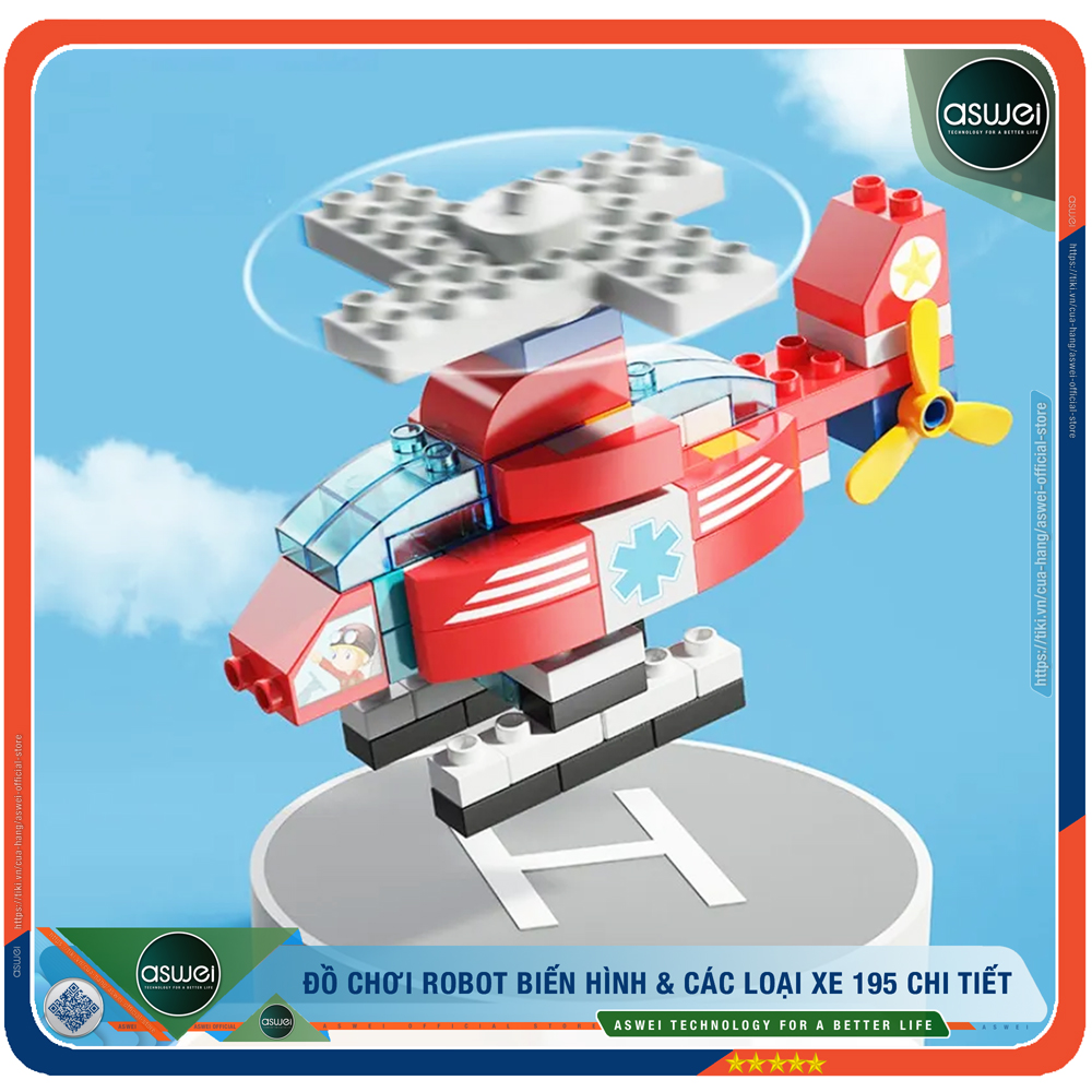 Robot Biến Hình - 195 Chi Tiết, Chất Liệu ABS Cao Cấp - Đồ Chơi Lắp Ráp ASWEI Khám Phá Và Phát Triển Trí Tuệ Cho Bé - Hàng Chính Hãng