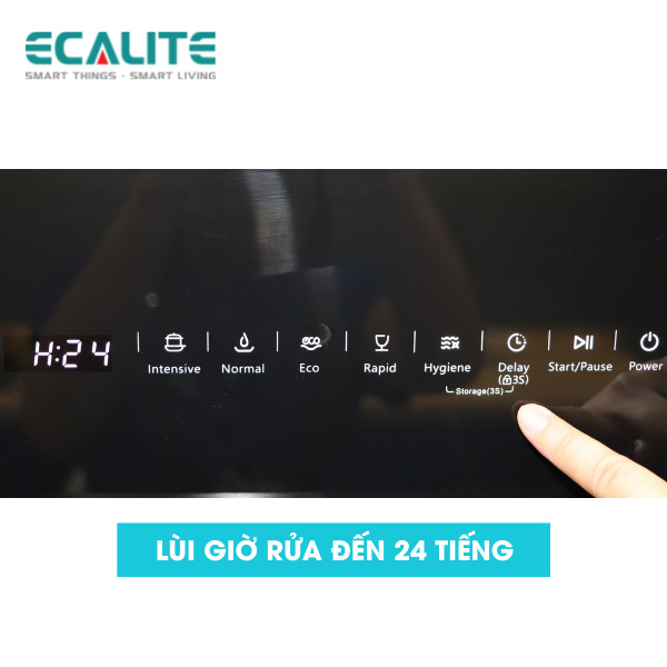 Máy Rửa Chén Ecalite EDW-UF6080BL (8 Bộ) - Có Rửa Điệt Khuẩn - Lắp Bán Âm Cực Gọn - Điều Khiển Cảm Ứng - Hàng Chính Hãng