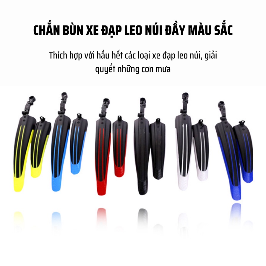 2 Dè Chắn Bùn Cho Cả Bánh Trước Và Bánh Sau Xe Đạp Leo Núi 4 Sọc Màu - Chính hãng dododios