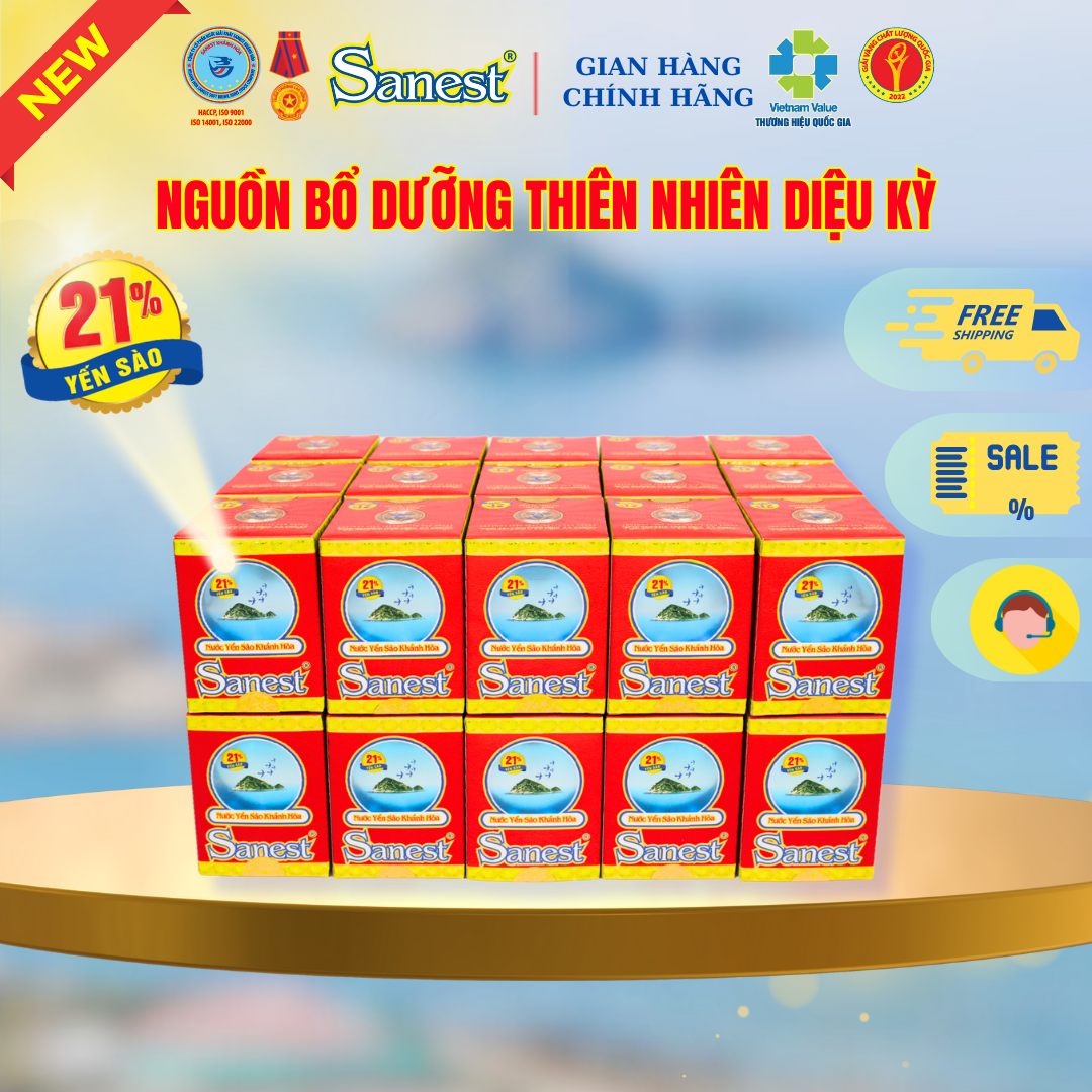 NEW [Combo 30 lọ] Nước Yến sào Khánh Hòa Sanest 21% - Có đường