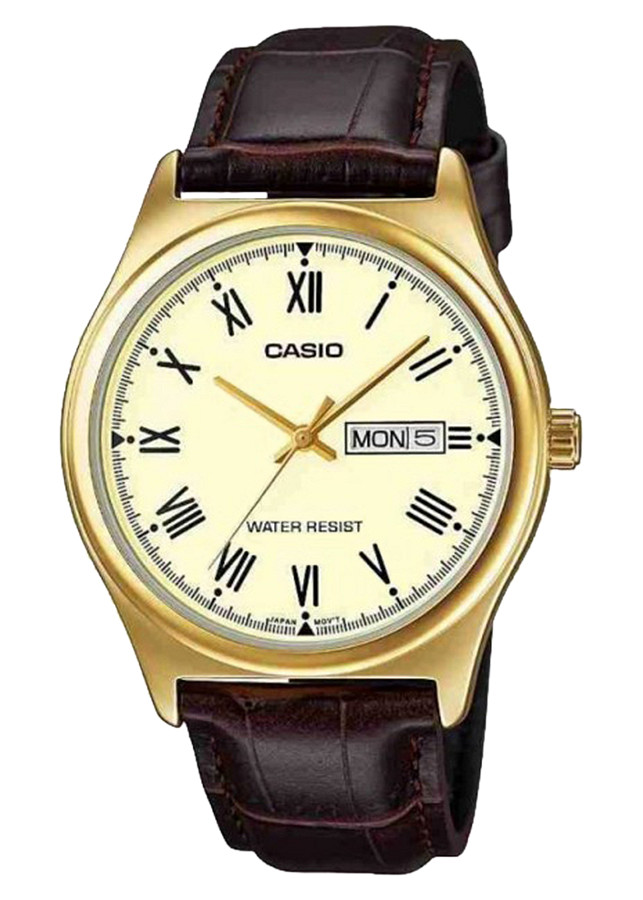 Đồng Hồ Nam Dây Da Casio MTP-V006GL-9BUDF (38mm) - Vàng