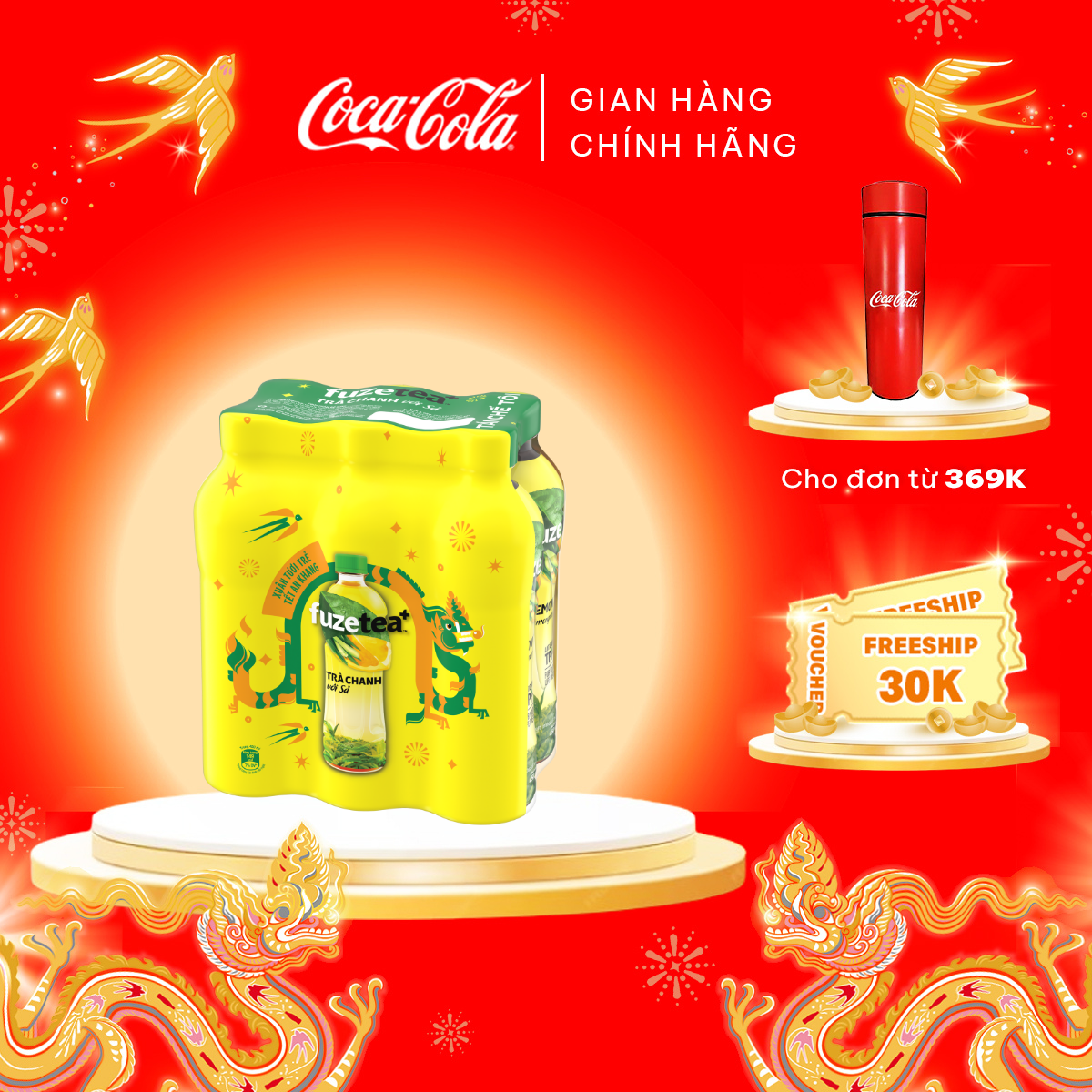 Lốc 6 Chai Trà Chanh Sả Fuzetea+