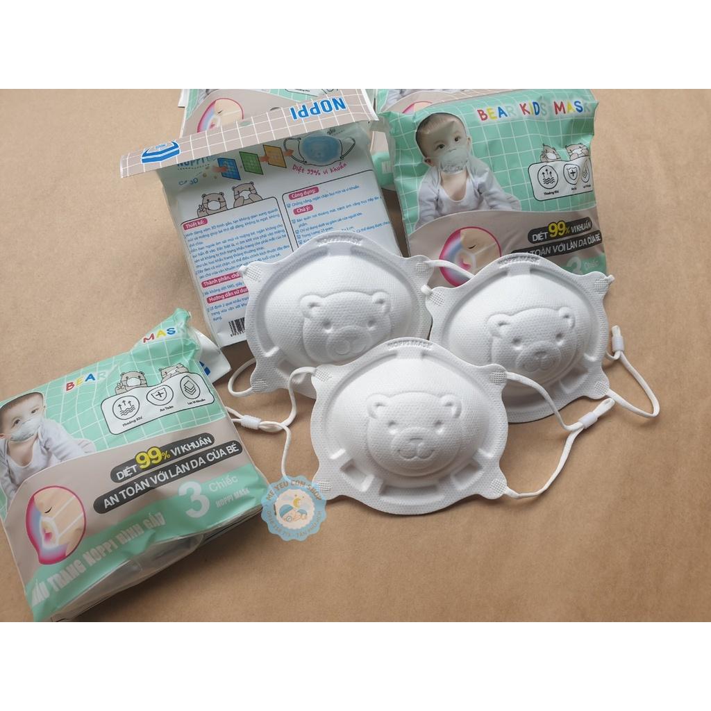 KHẨU TRANG DẠNG VÒM HÌNH GẤU CHO BÉ 0-2 tuổi NOPPI MASK ( 3 cái/túi)