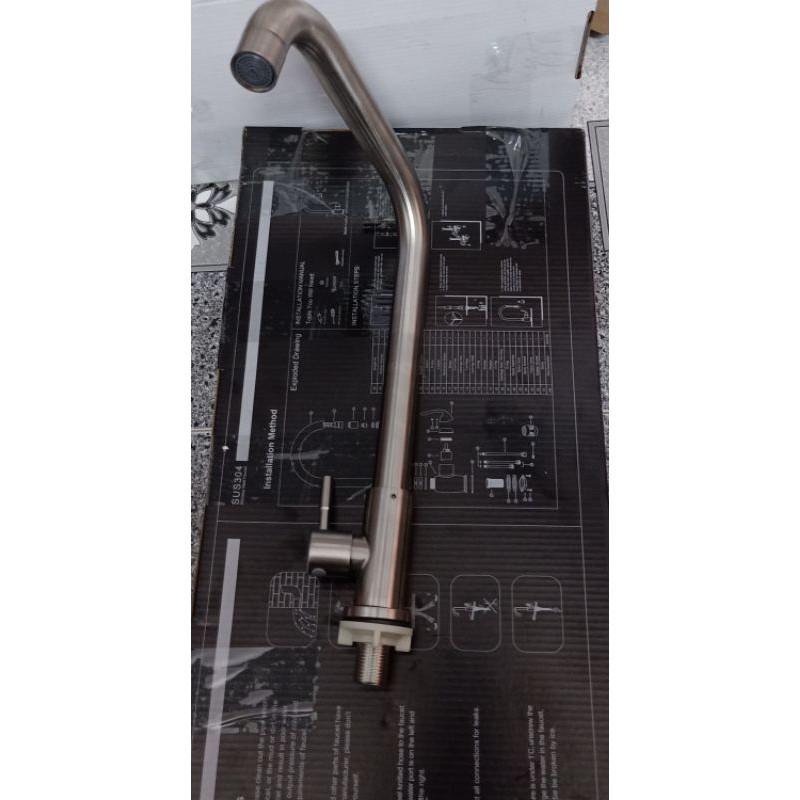 Vòi rửa chén Lạnh kiểu ống vuông góc ống phi 24mm gắn chậu rửa chén INOX SUS 304 cao cấp HPN-RC03