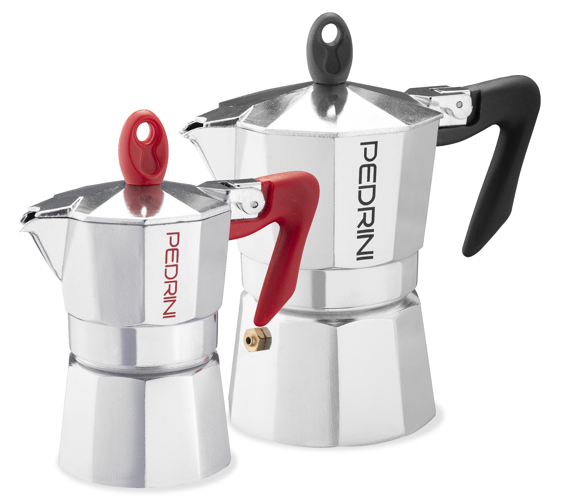 Ấm pha cà phê PEDRINI Kaffettiera tay cầm đen - Aluminium - 1 Cup /2 Cup /3 Cup /6 Cup