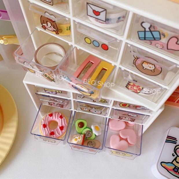 Hộp nhựa đa năng 9 ngăn đựng đồ siêu xinh , kệ đựng đồ mini . .