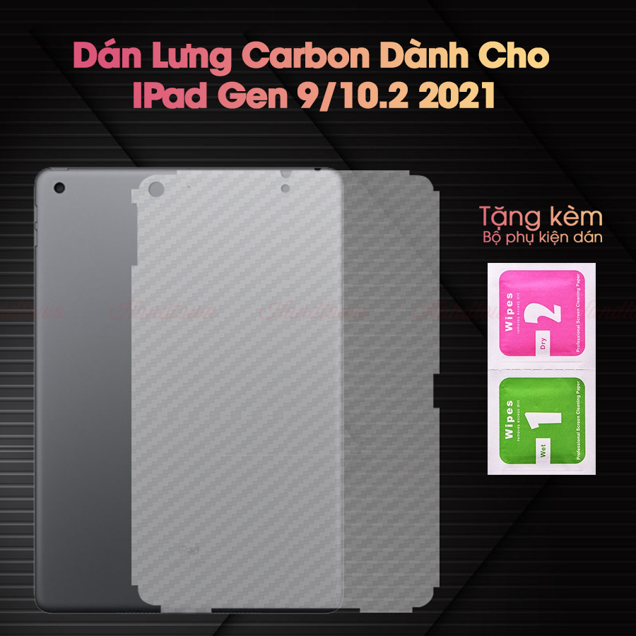 Dán skin mặt lưng vân cacbon dành cho iPad 10.2 Gen 7 8 2019 2020 2021 Kèm Bộ Phụ Kiện Dán - Handtown - Hàng Chính Hãng