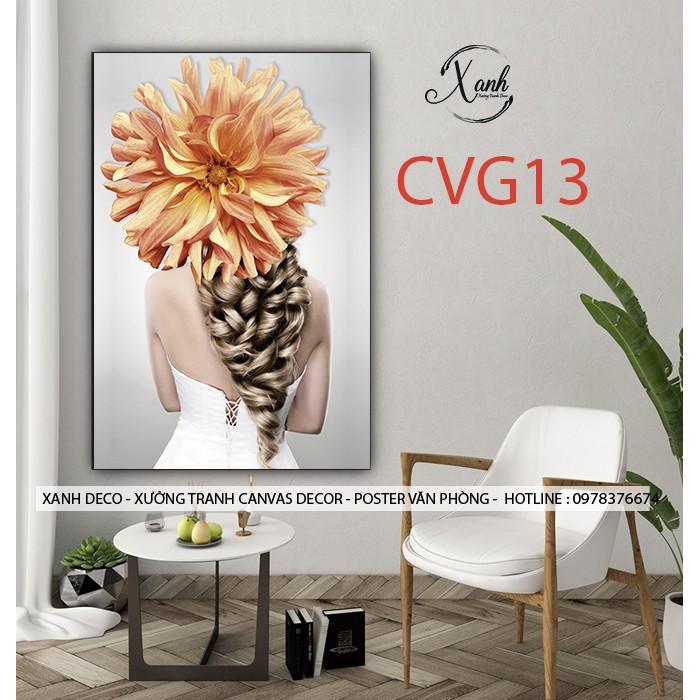 Tranh canvas cô gái nghệ thuật TCVG37 tặng đinh treo tranh