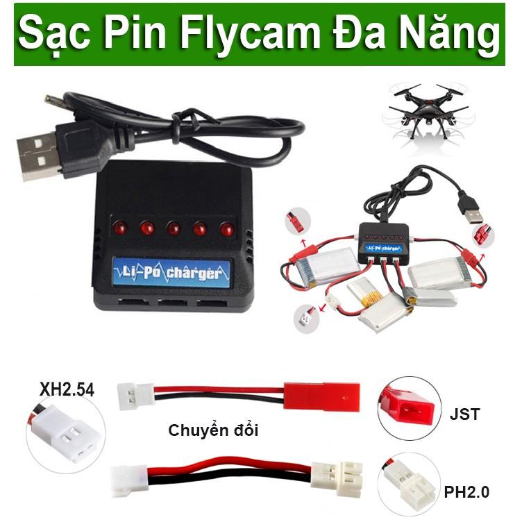 Sạc Pin Flycam Đa Năng Lithium HJ R / C 3.7 V Cho Mọi Chân Sạc + Kèm 2 Dây Chuyển Đổi 2 Đầu