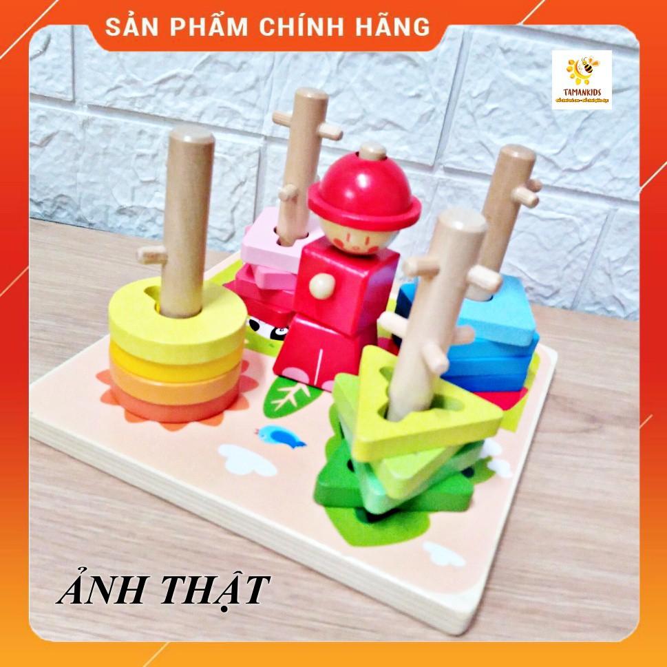 Bộ Luyện Tay Luồn Cọc Bằng Gỗ Theo Phương Pháp Montessori Giúp Rèn Sự Khéo Léo Tặng Tranh Ghép