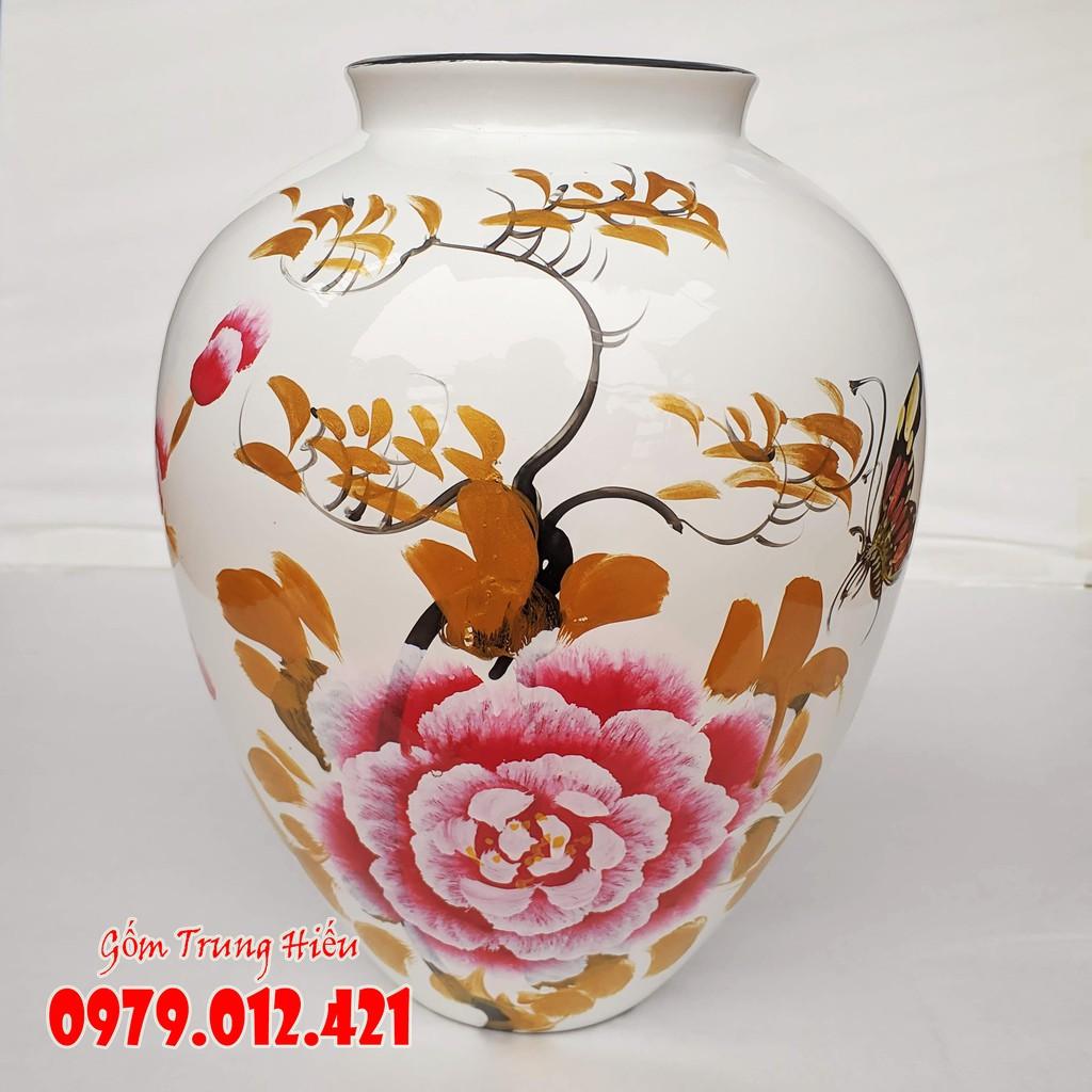 Bình hoa Bát Tràng dáng vò 27cm