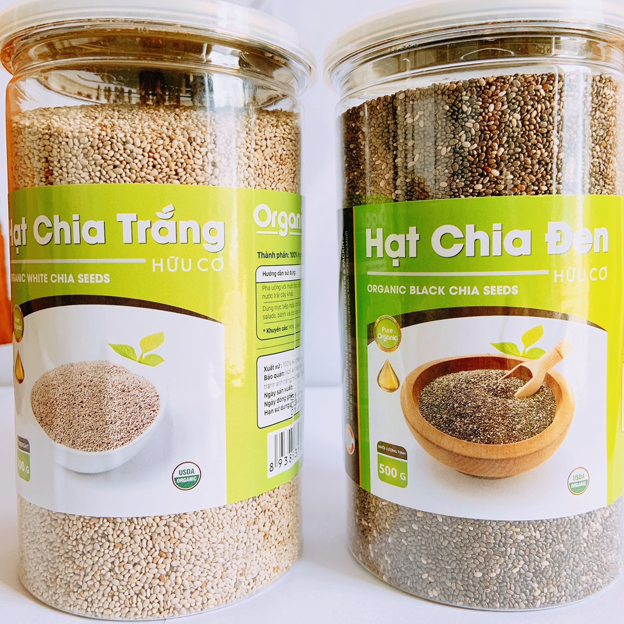 (COMBO 2 HŨ) 500G HẠT CHIA ĐEN VÀ 500G HẠT CHIA TRẮNG HỮU CƠ ORGANIC CHIA