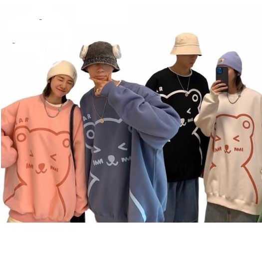 Áo sweater in hình to bự chất nỉ bông mềm mịn from 70kg, Áo Sweater Nỉ Gấu Ho Bear Form Rộng, Áo Đôi Nỉ Nam Nữ, ÁO SWEATER Gấu to bự,  Áo Nỉ Thụng Tay Phồng