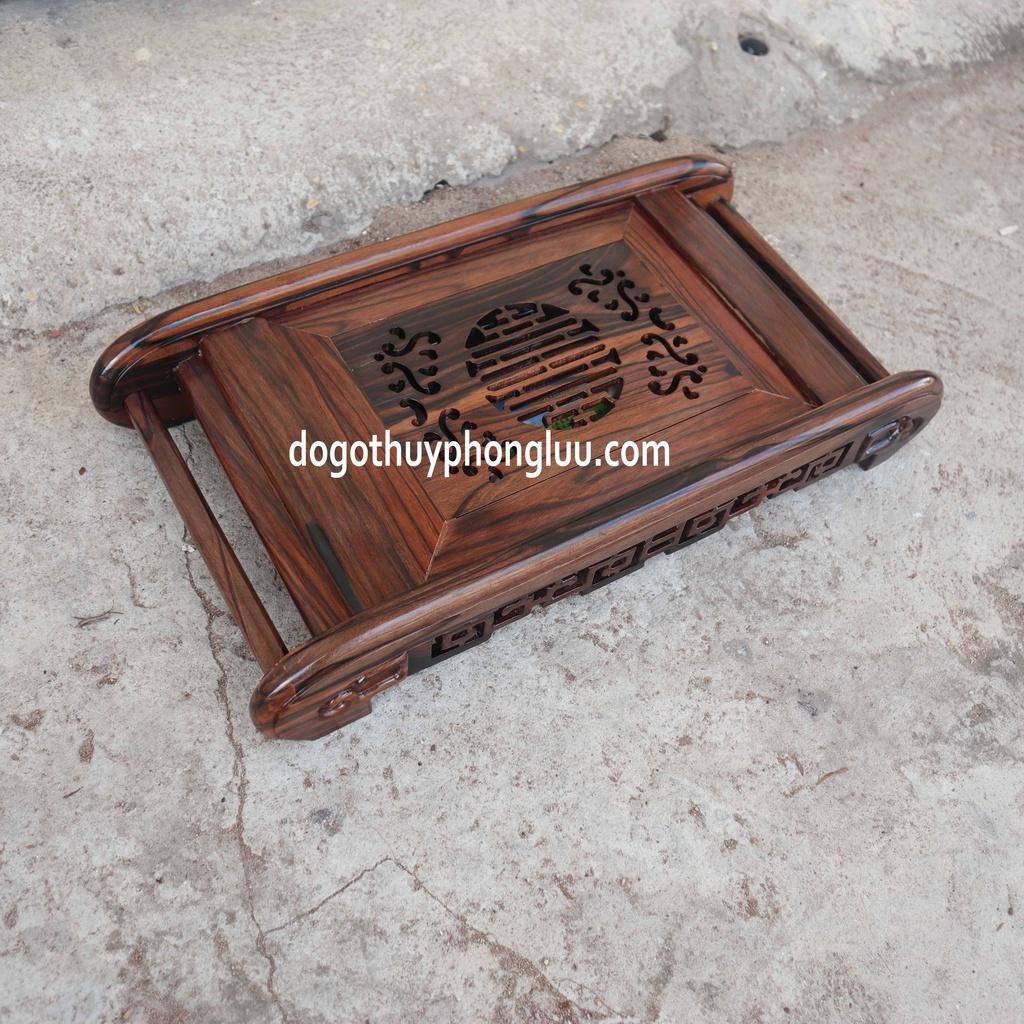Khay trà chân cuốn gỗ mun cao cấp
