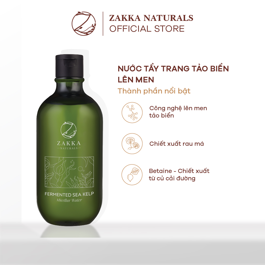 Nước Tẩy Trang Micellar Water Sạch Sâu, Dịu Nhẹ, Dưỡng Ẩm Da - Fermented Sea Kelp Micellar Water - Zakka Naturals 500ml