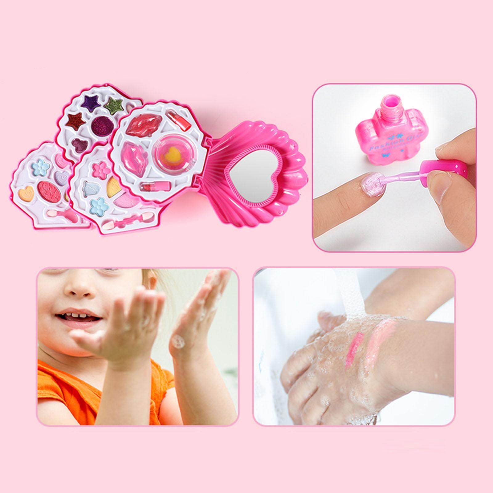 Kids Makeup Kit Gifts Beauty Toy with Cosmetic Bag Washable for Little Girls