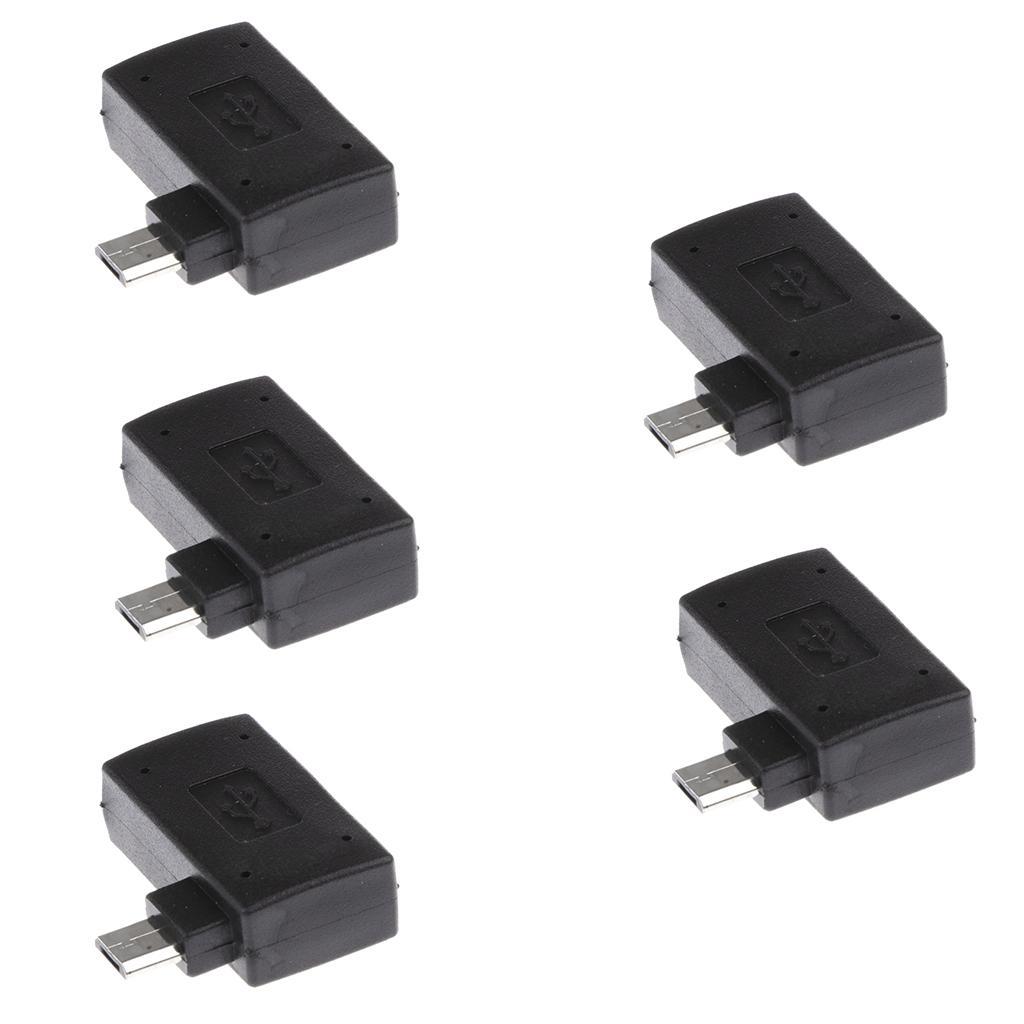 5 Pieces 90 degree Right Angle Micro USB 2.0 OTG Host Adapter Connector with USB