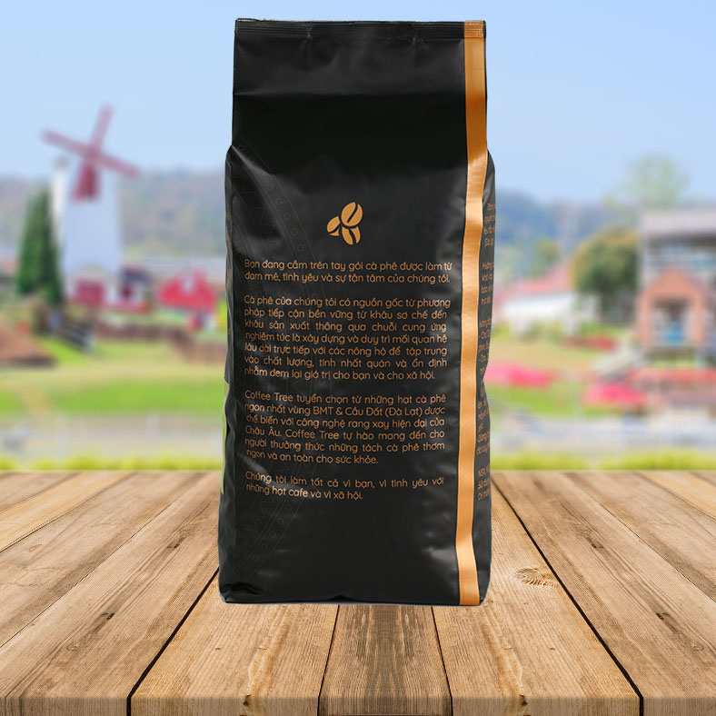 Cà phê hạt Arabica Cầu Đất nguyên chất 100% Coffee Tree 1kg thơm nồng, vị nhẹ, gu tây - Cà phê Đà Lạt tuyển chọn hoàn toàn trái chín rang công nghệ Châu Âu