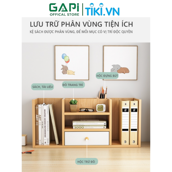 Kệ sách đa năng để bàn kiểu dáng hiện đại có ngăn kéo tiện lợi thương hiệu GAPI GP258