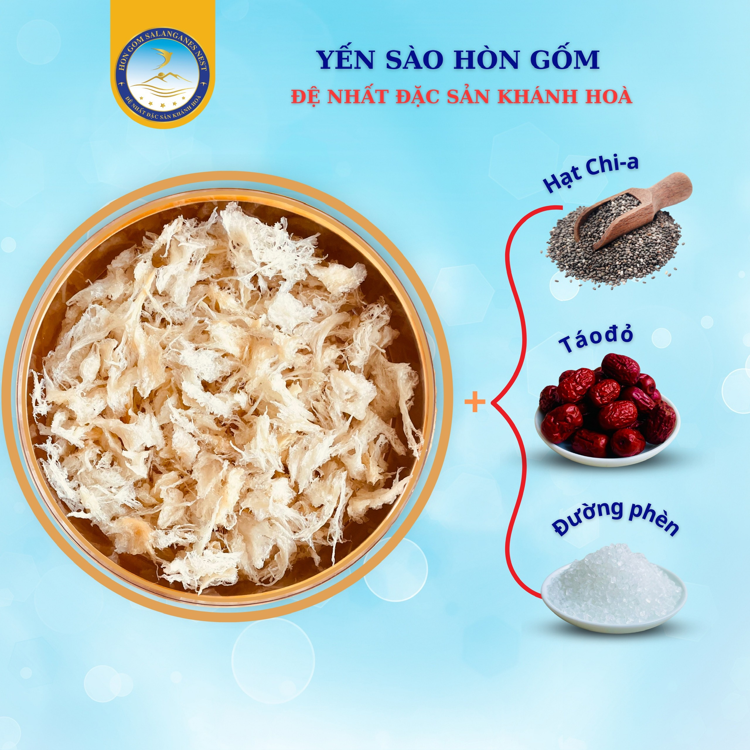 [Hộp 50/100g] Chân Yến Sào Khánh Hoà Tinh Chế Cao Cấp C1 - Yến Sào Hòn Gốm Chính Hiệu Khánh Hoà - HON GOM SALANGANES NEST