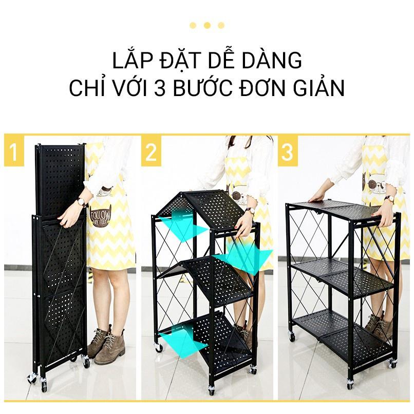 Kệ Để Đồ Đa Năng Gấp Gọn ️ SIÊU HOT ️ Kệ Để Đồ Đa Năng 3-4-5 Tầng Có Bánh Xe Di Chuyển