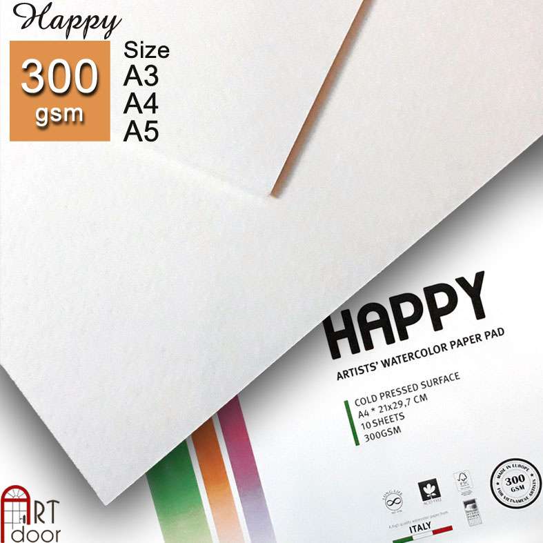 Giấy vẽ Màu Nước HAPPY 300gsm (vân nổi COLD)